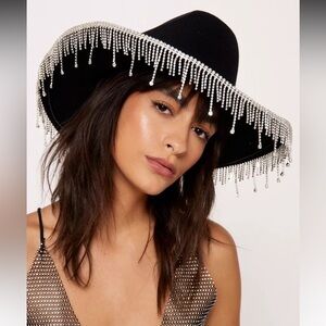 Nasty Gal Diamate Double fringe embellished cowboy hat